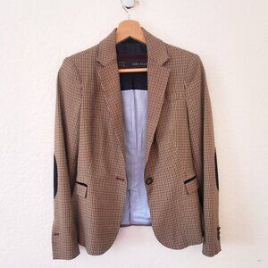 ZARA Women's Houndstooth Blazer with elbow patch